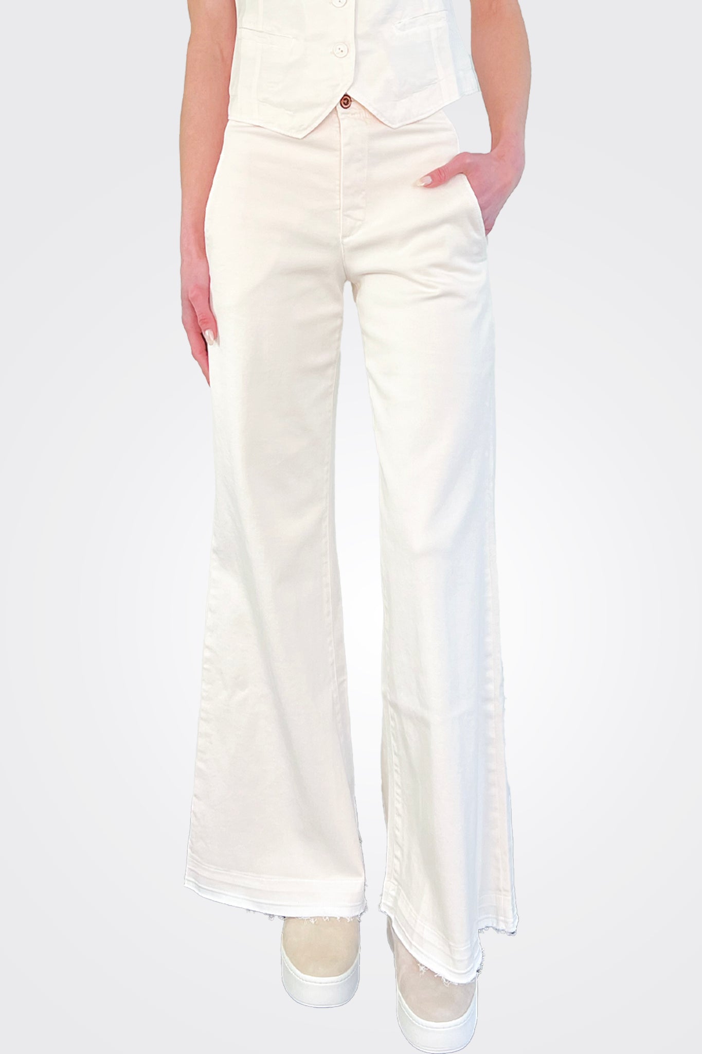 Flare Trousers - White Sand by European Culture — alternate view