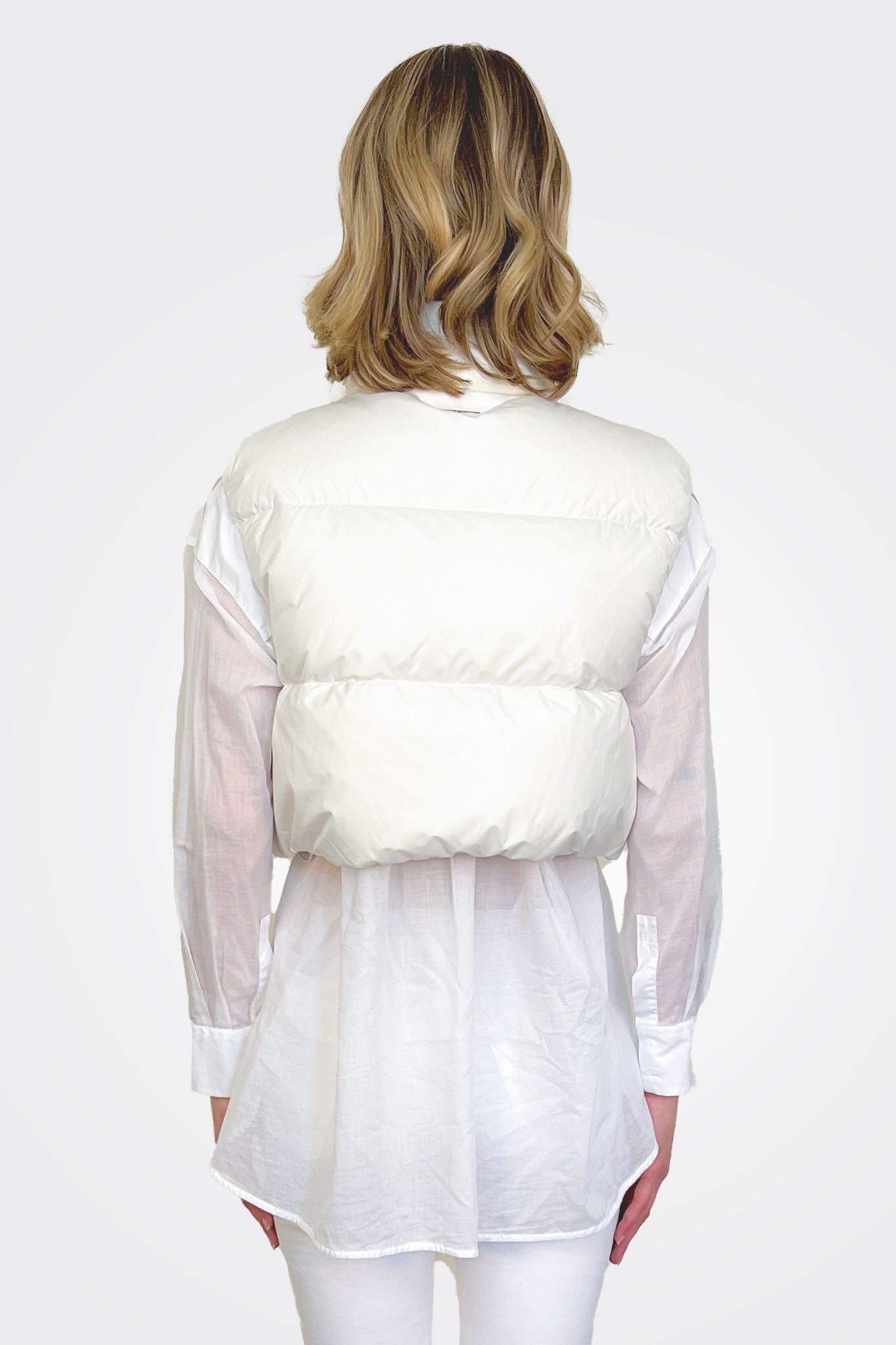 Cropped Puffer Vest - Off White by Peserico — view 3