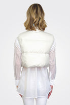 Cropped Puffer Vest - Off White by Peserico — view 3