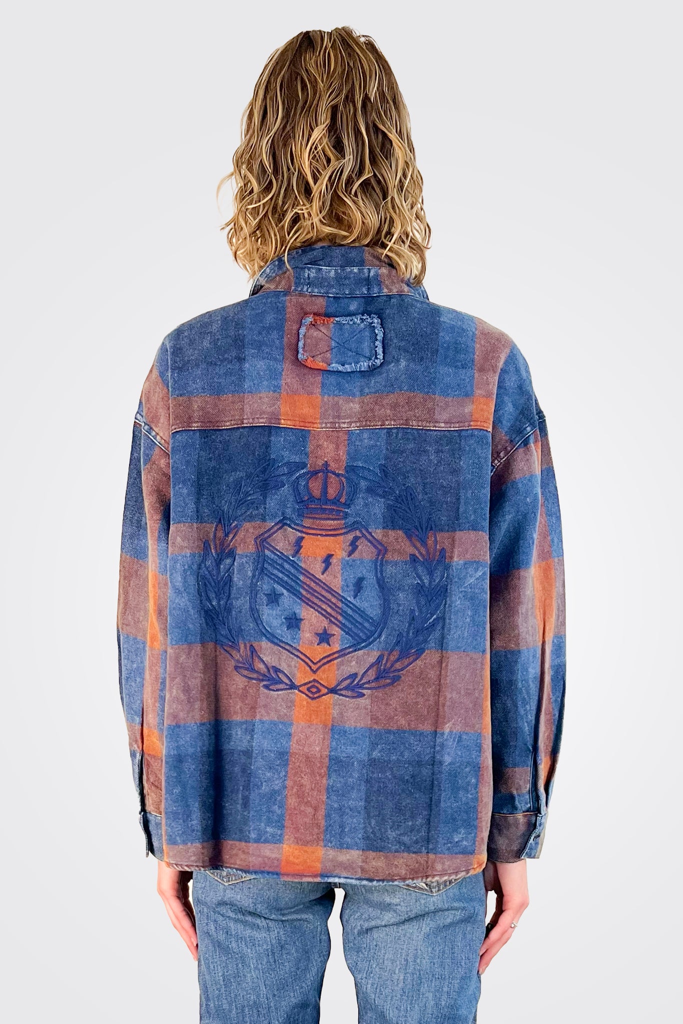 Embroidered Back Flannel - Blue by Vintage Havana — view 3