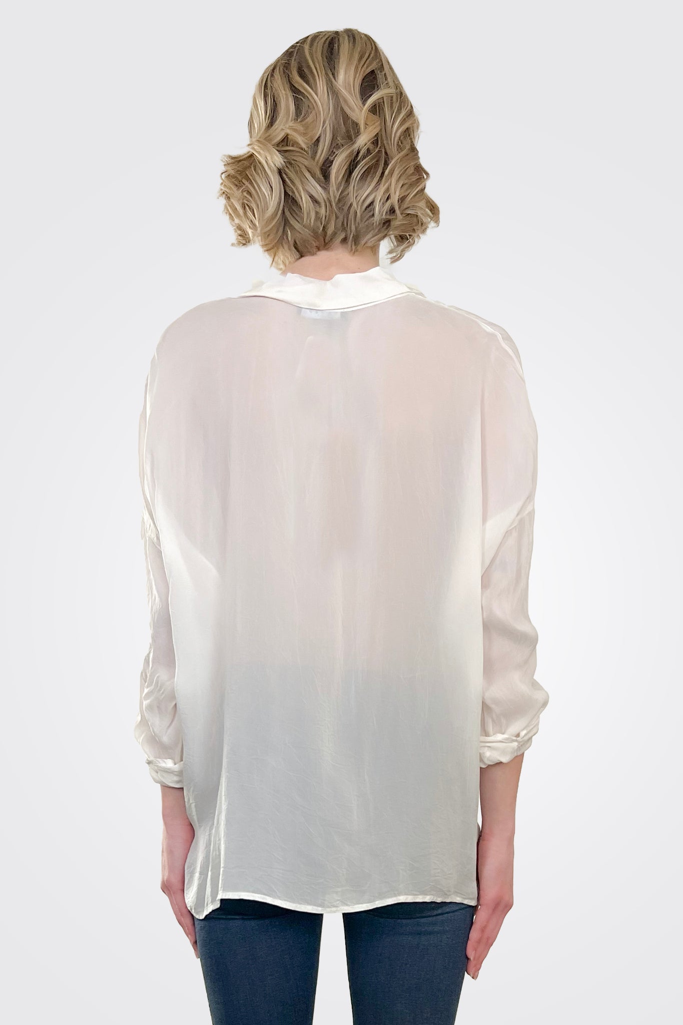 Cargo Pocket Tie Front Top - Vintage White by Maven West — alternate view