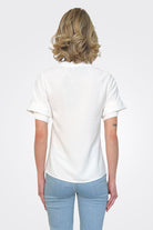 Dione Pleated Neck Top - Ivory by Theo The Label — alternate view
