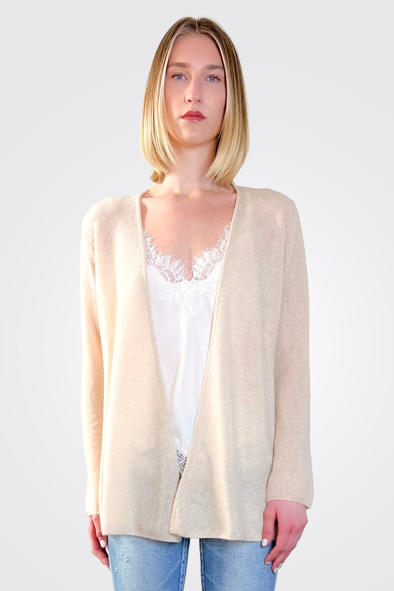 Cashmere Open Duster - Wheat by Minnie Rose | 25 South Boutiques