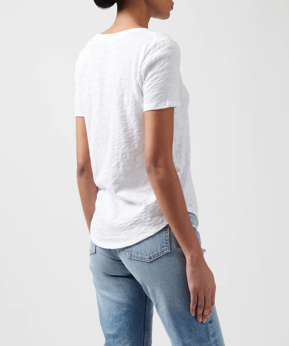 Slub Jersey Classic V-Neck Tee - White by ATM — alternate view