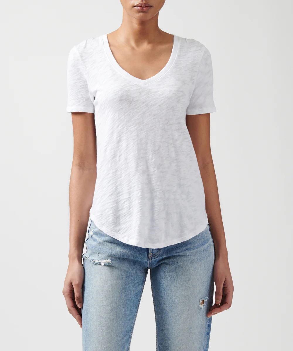 Slub Jersey Classic V-Neck Tee - White by ATM | 25 South Boutiques