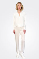 Short Button Up Silk Shirt - White by Private 0204 — alternate view