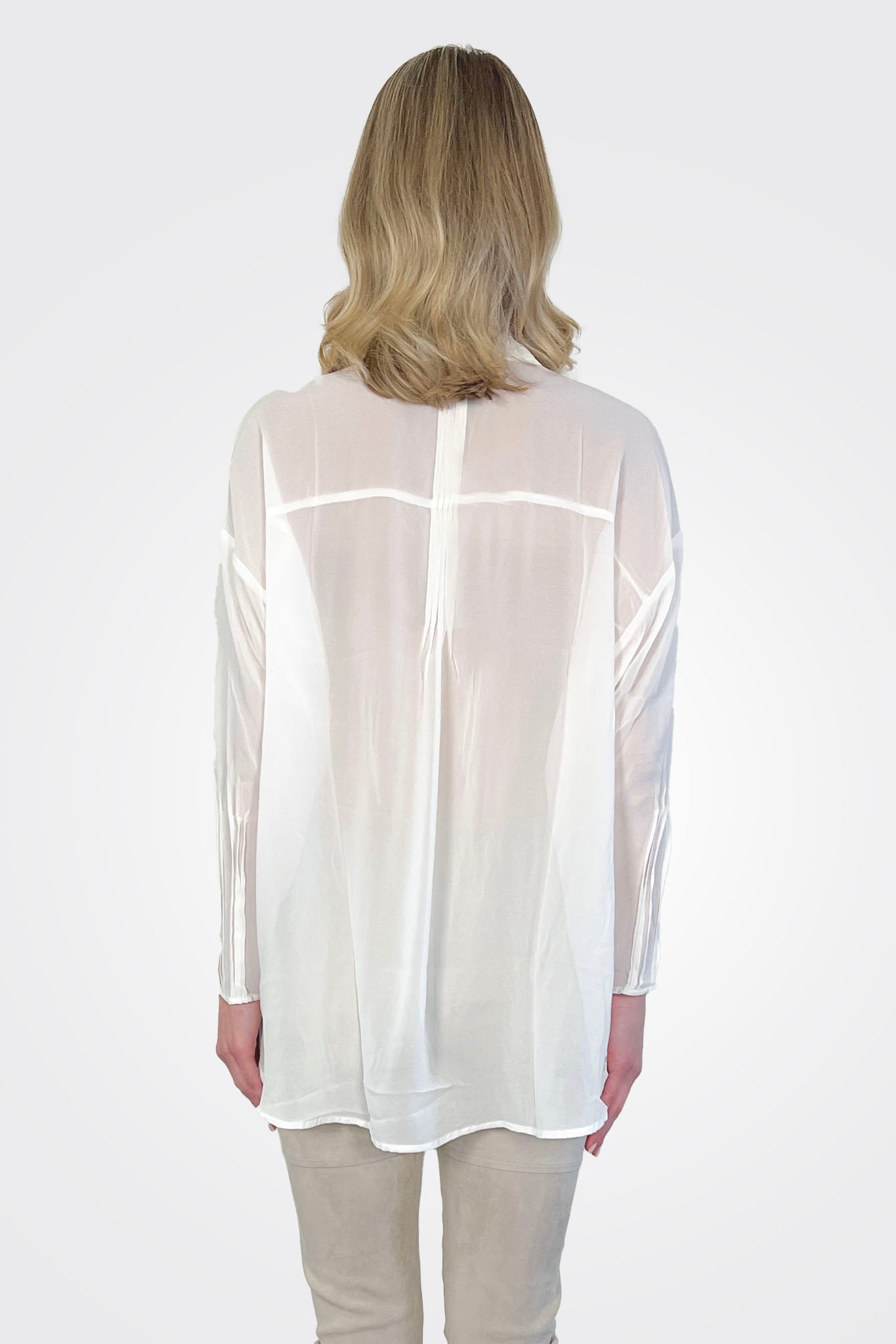 Silk Georgette PinTruck Oversize Shirt - Natural by Kristensen — alternate view