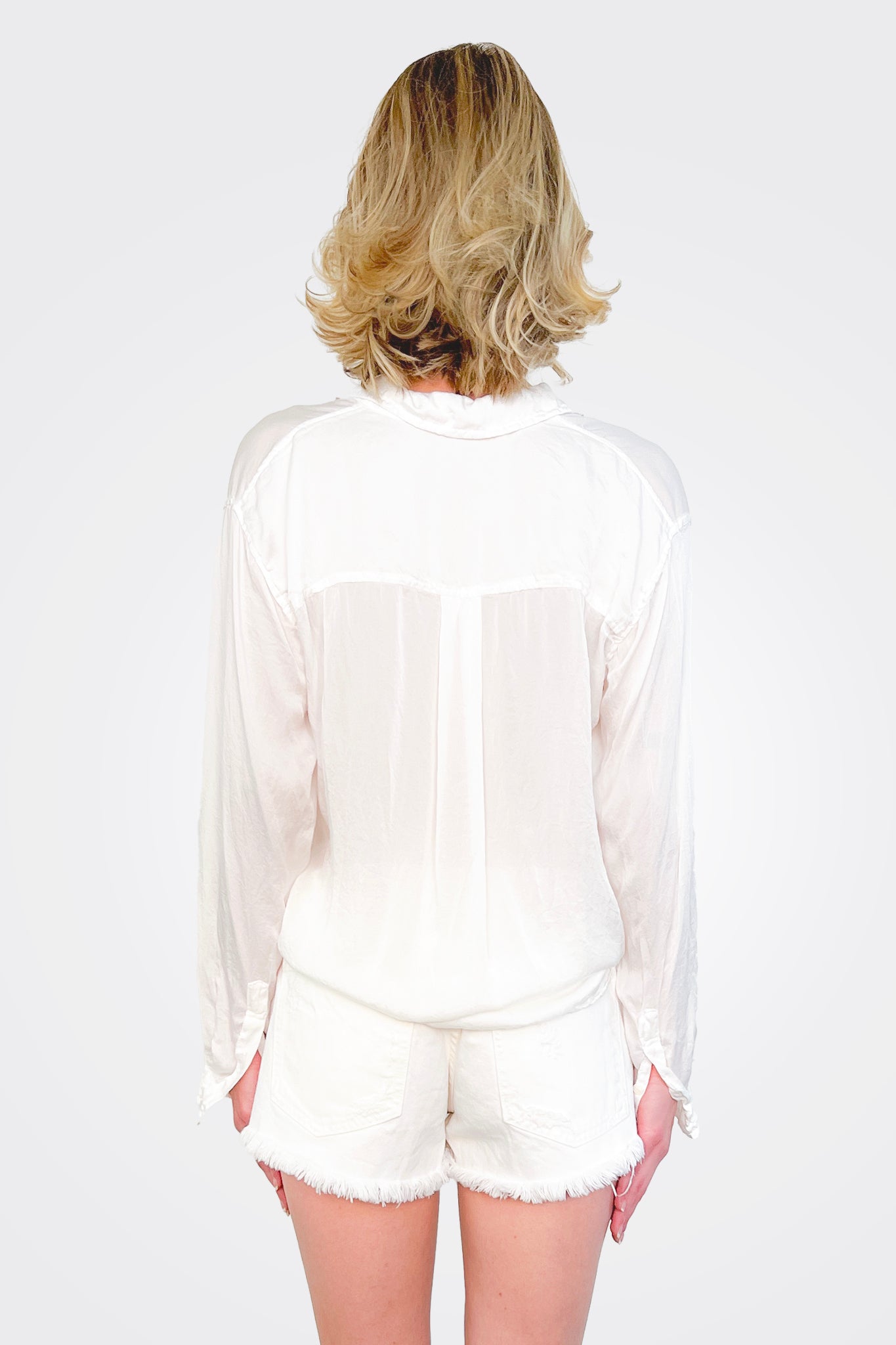 Tie Front Shirt - White by CP Shades — alternate view