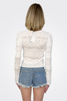 Pointelle Long Sleeve Top - White by Bobi — alternate view