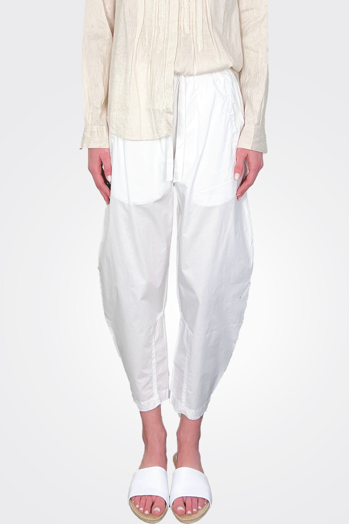 Basic Cotton Easy Pants - White by Kristensen — alternate view