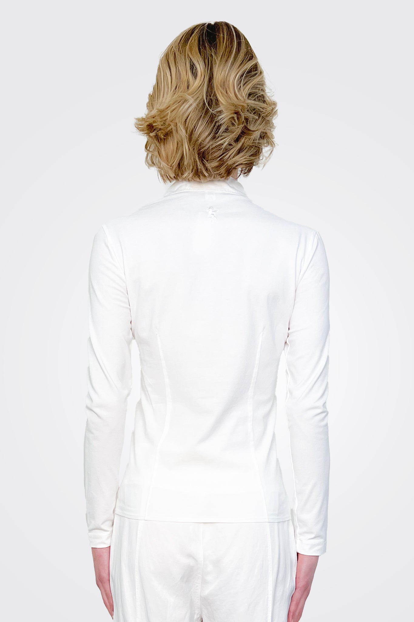 Fitted Quarter Button Down Shirt - White by European Culture — alternate view