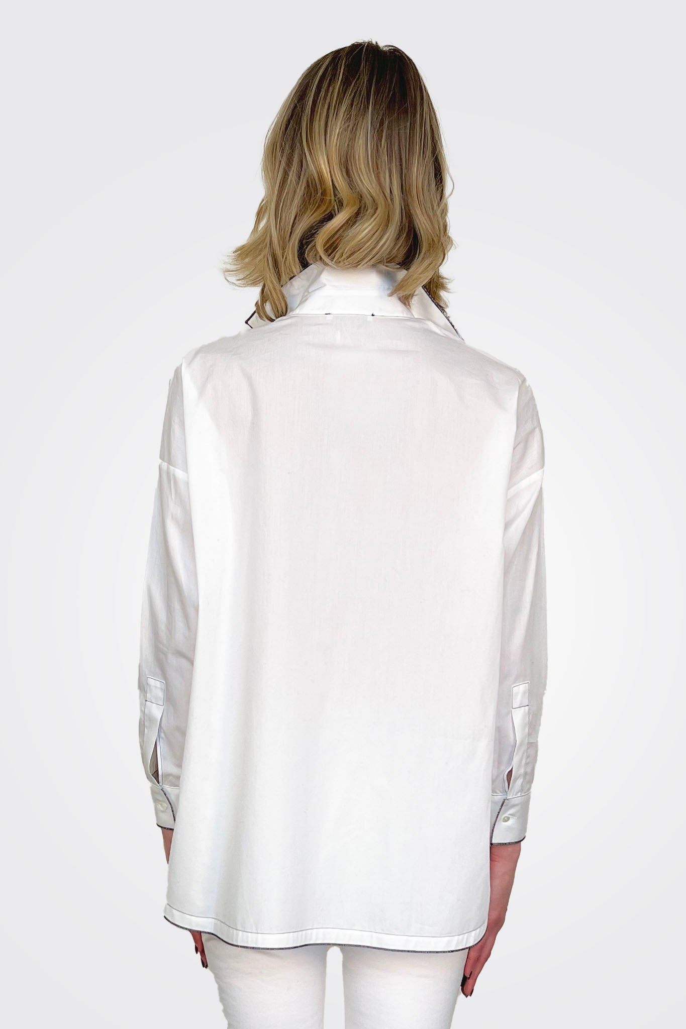 Border Button Up Shirt - White by Hubert Gasser — alternate view