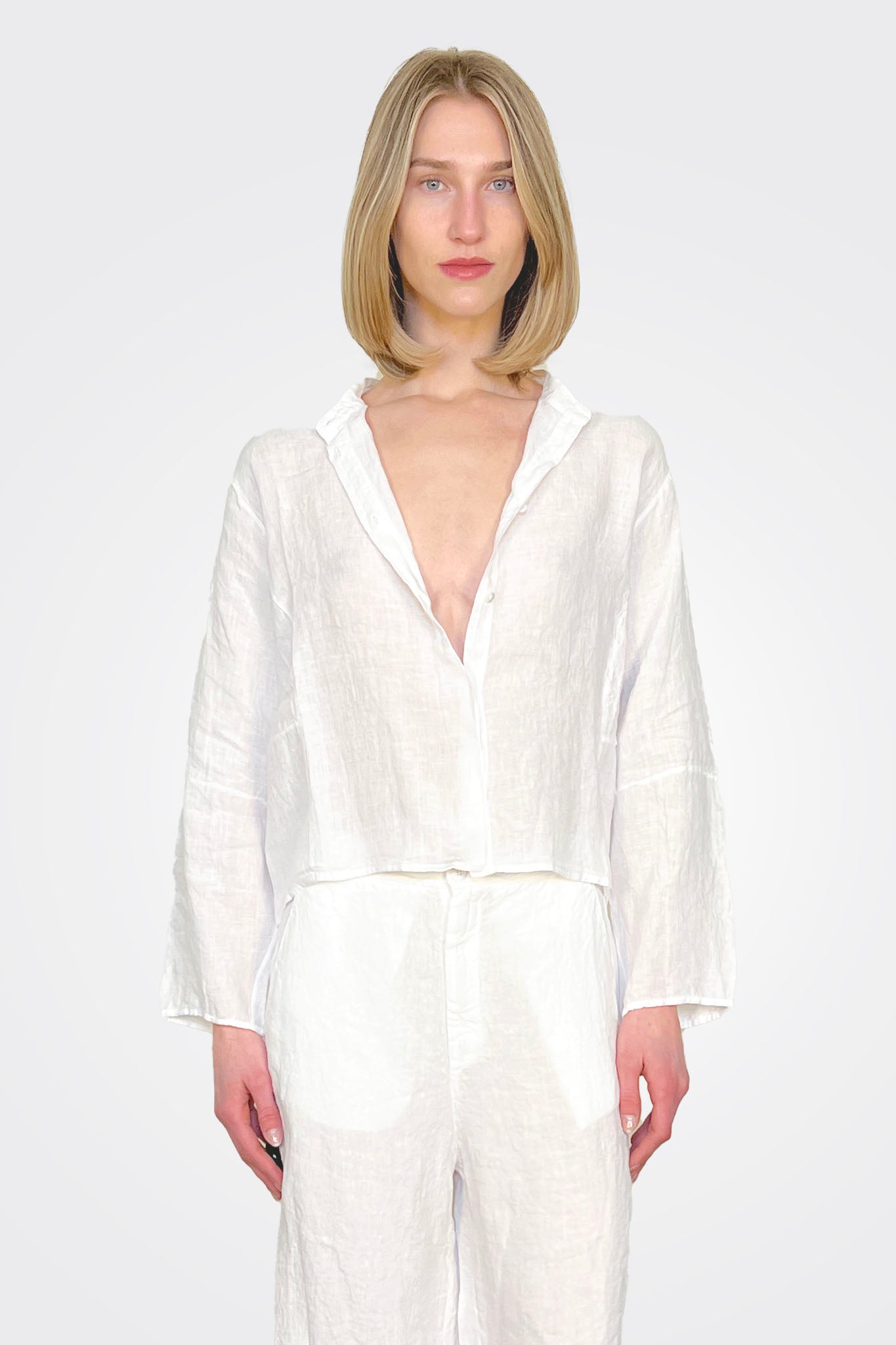 Crop Boxy Shirt - White by Transit Par-Such — alternate view