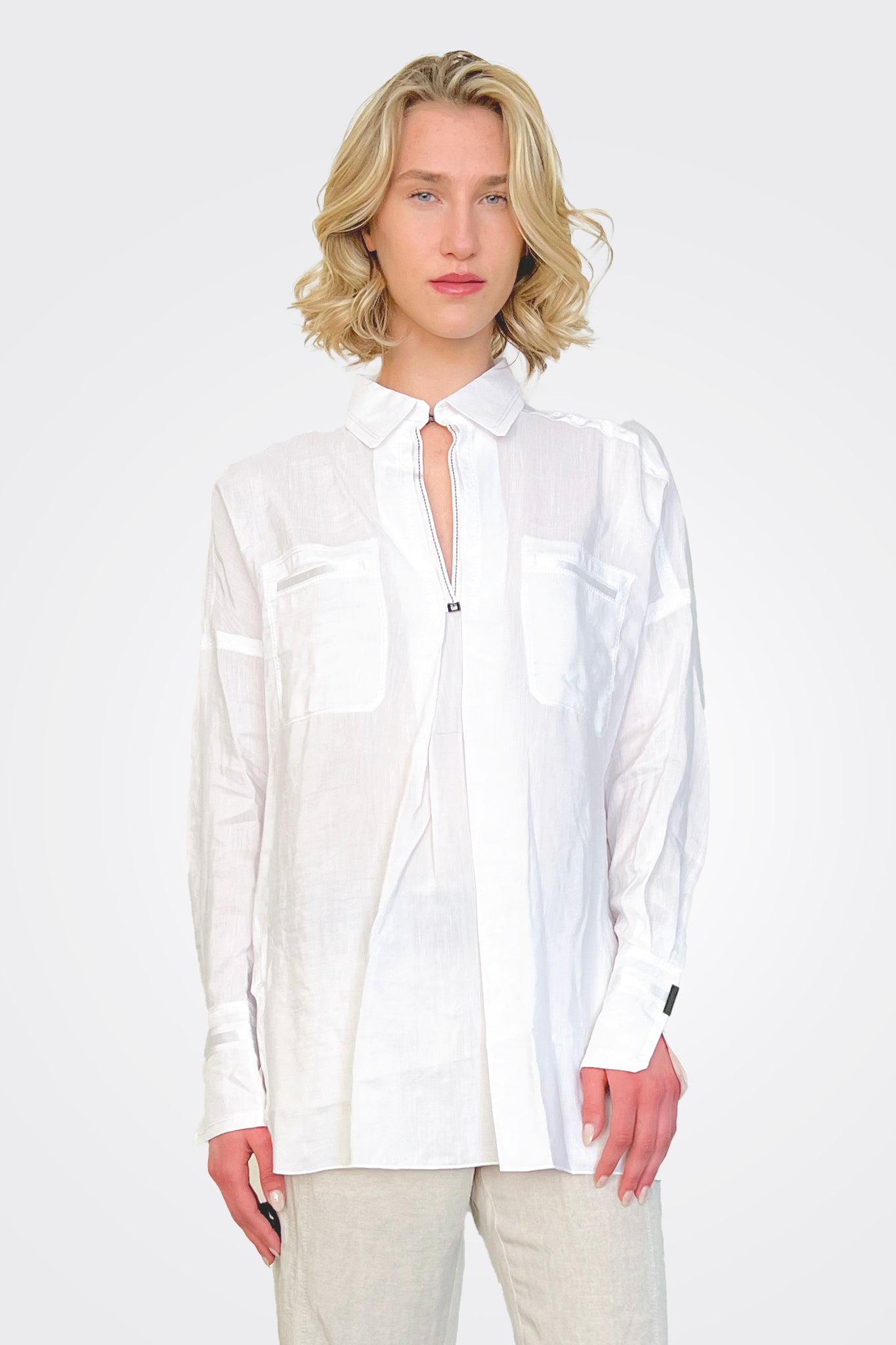Deep Cuff Pleat Stitch Shirt - White by Beate Heymann | 25 South Boutiques