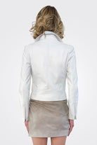 Kelsey Leather Biker Jacket - White by LAMARQUE — view 3
