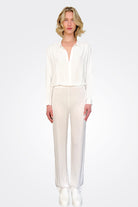 Short Button Up Silk Shirt - White by Private 0204 — view 3