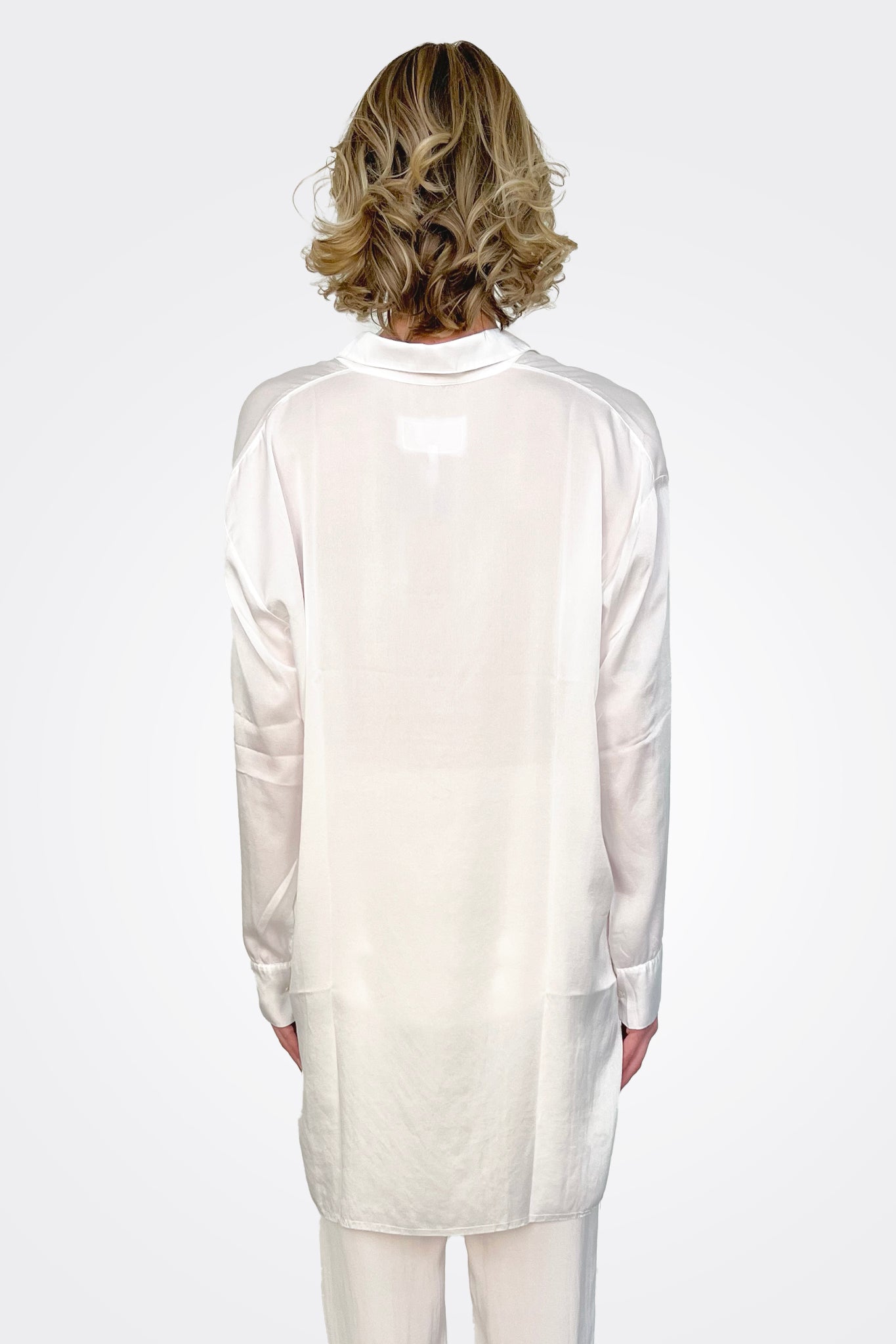Silk Oversized Button Down - White by Private 0204 — view 3