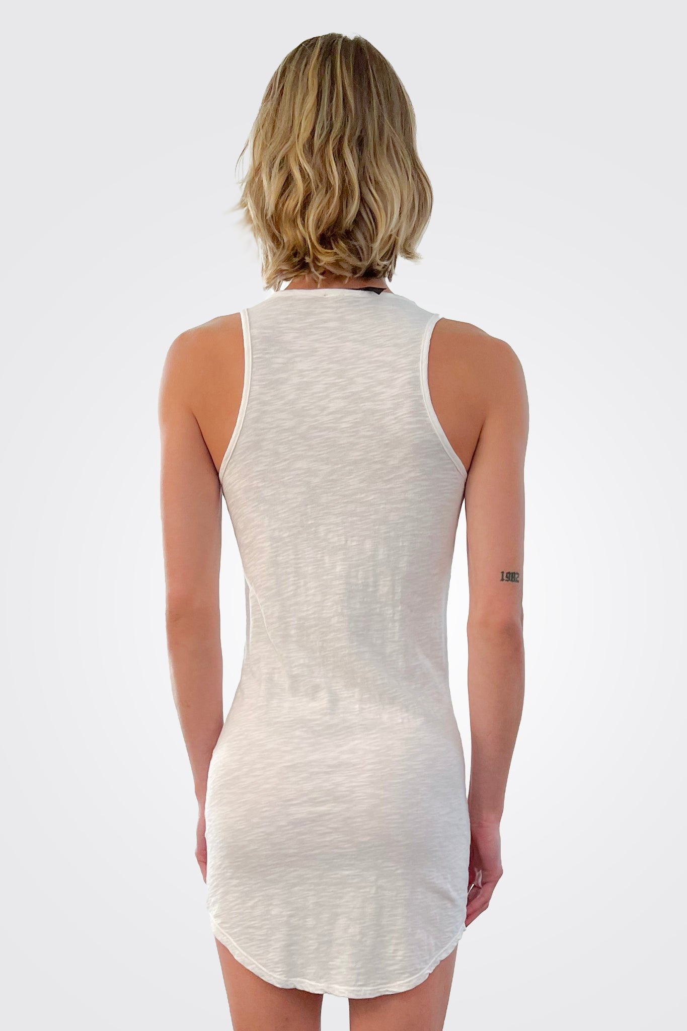 Cut V Easy Dress - White by Bobi — view 3