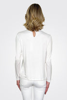 Embroided Collar Mockneck Shirt - White by Hubert Gasser — view 3