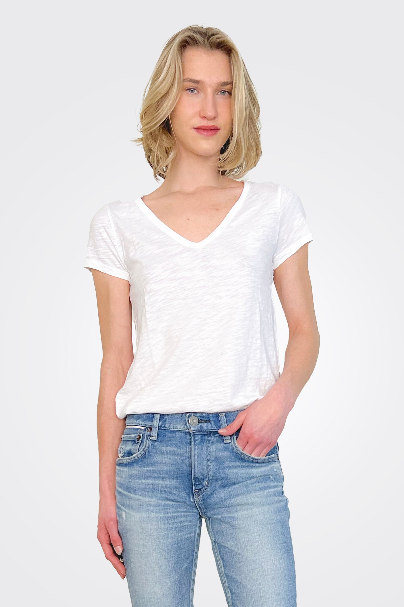 V Neck Tee - White by Dylan — view 3