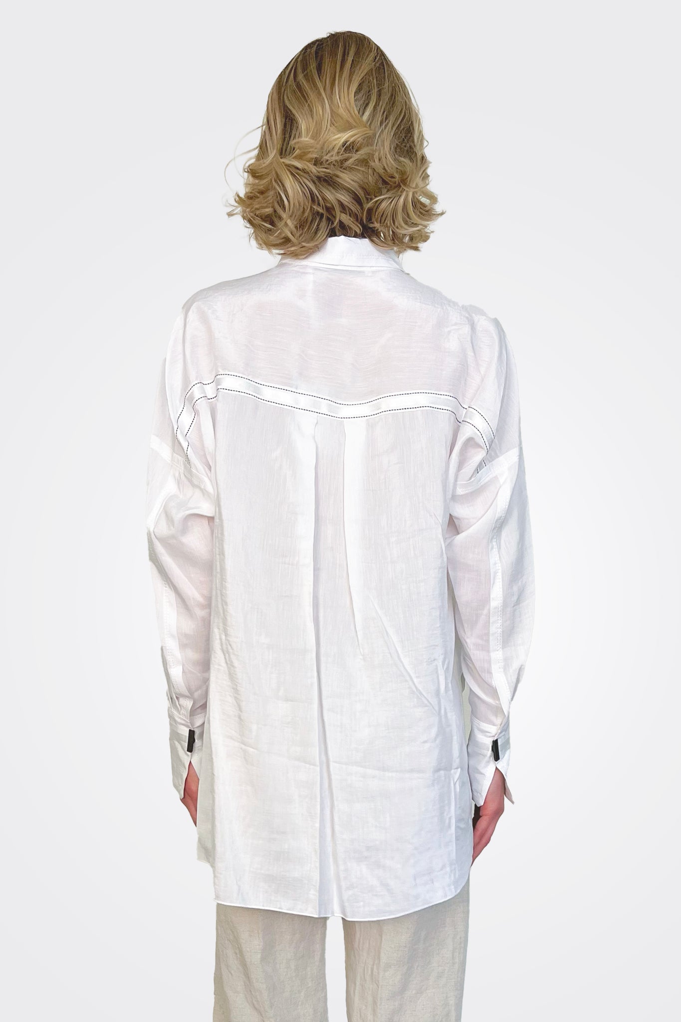 Deep Cuff Pleat Stitch Shirt - White by Beate Heymann — view 3