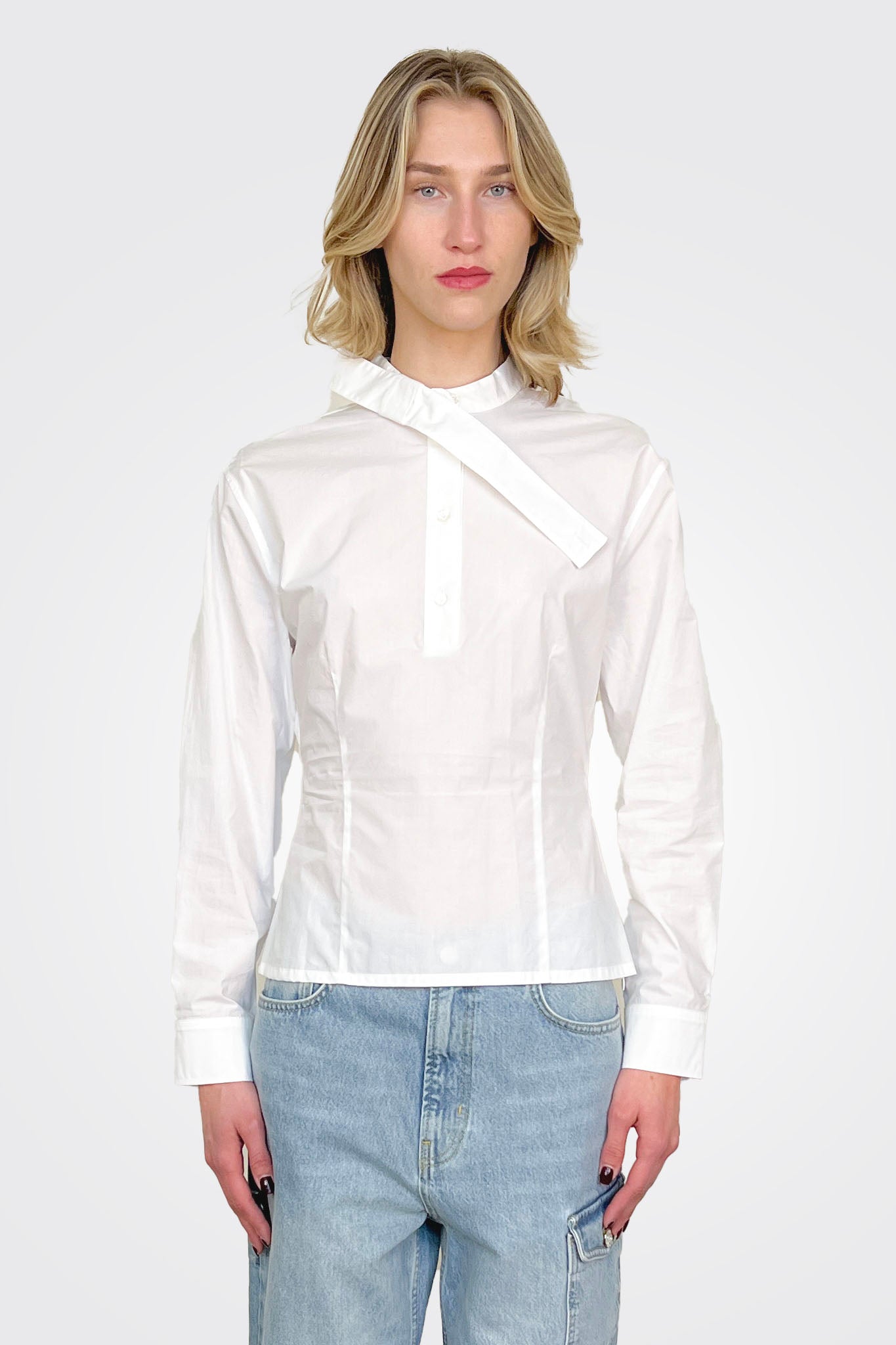 Tied Neck Blouse - White by Moschino | 25 South Boutiques