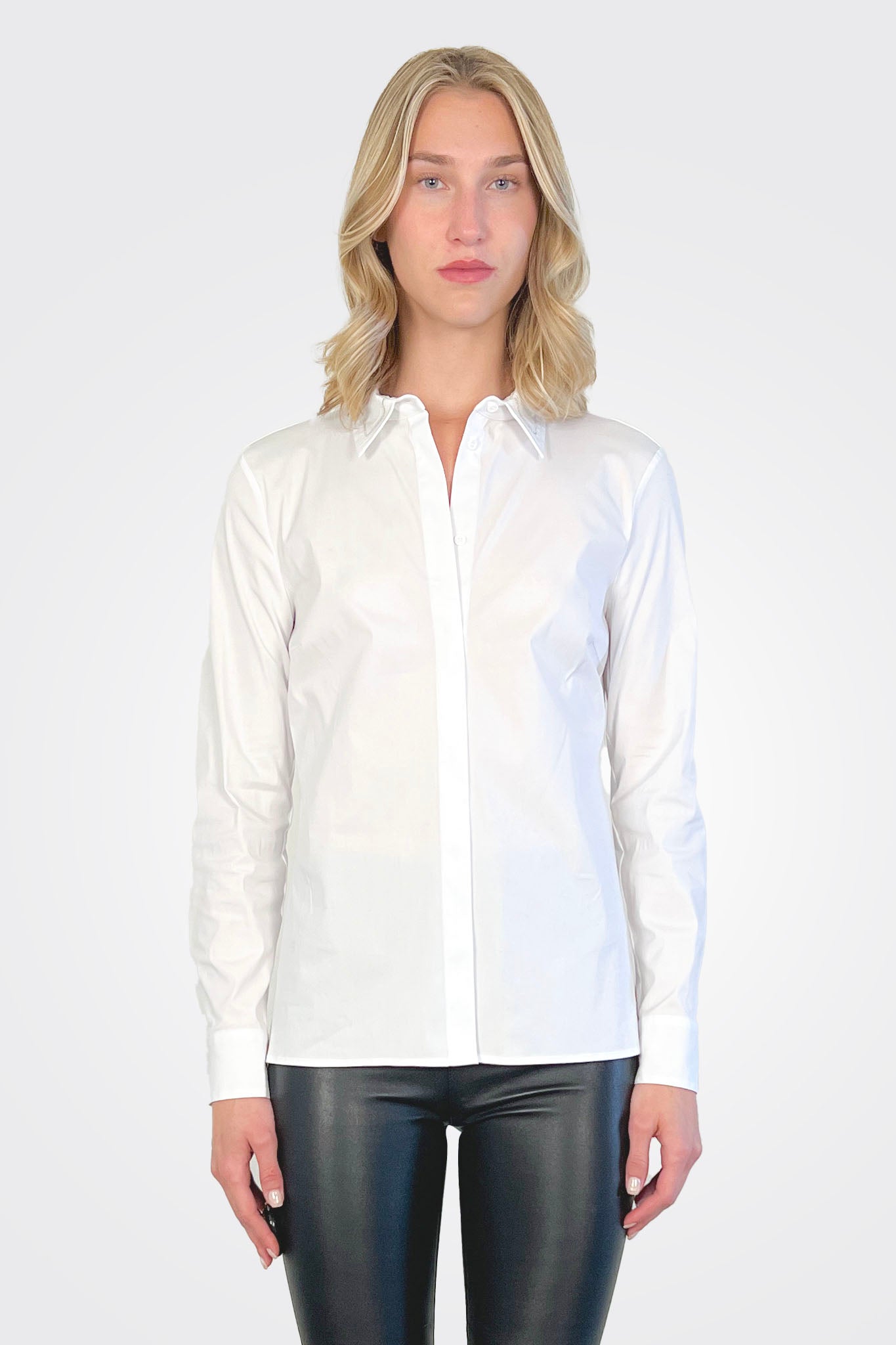 Beaded Collar Detail Shirt - White by Peserico | 25 South Boutiques