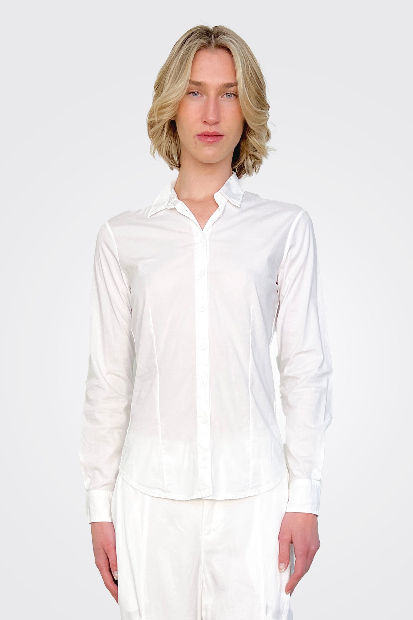 Button Down Blouse - White by European Culture | 25 South Boutiques