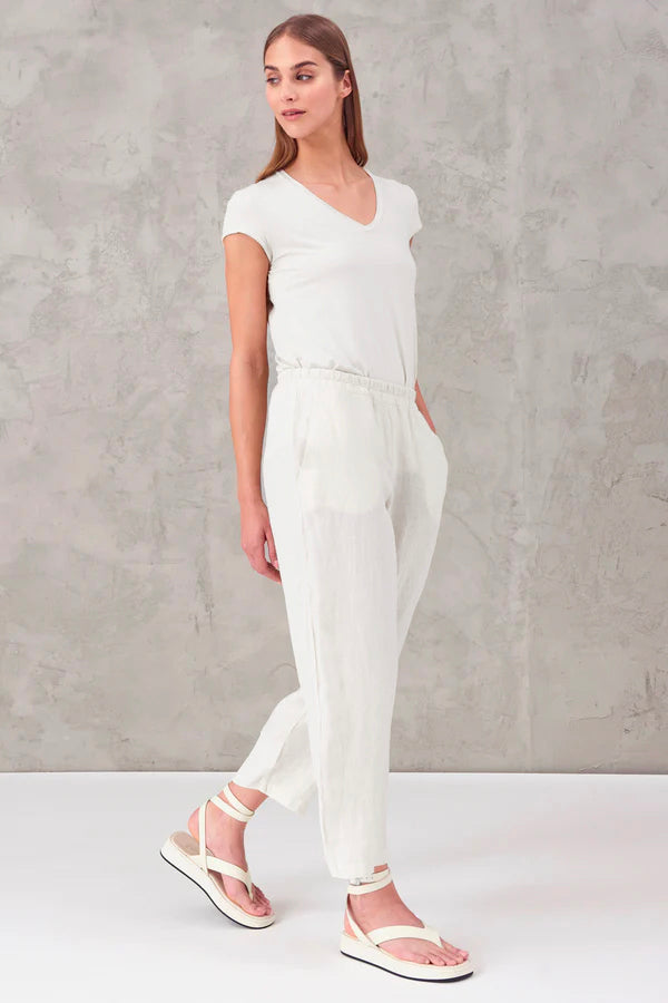 Linen Elastic Waist Trousers - White by Transit Par-Such | 25 South Boutiques