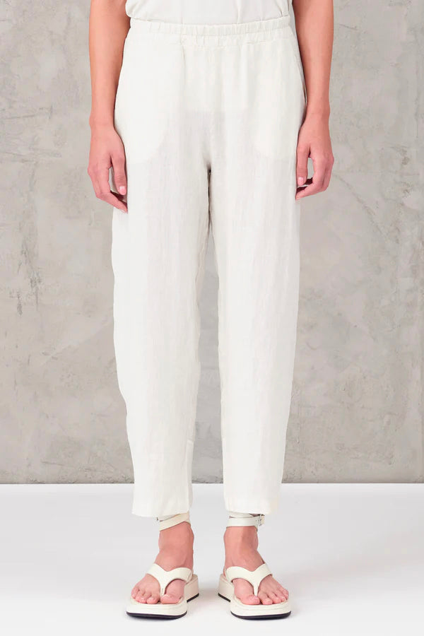 Linen Elastic Waist Trousers - White by Transit Par-Such — alternate view