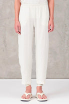 Linen Elastic Waist Trousers - White by Transit Par-Such — alternate view