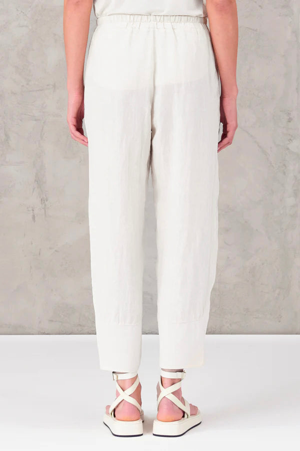 Linen Elastic Waist Trousers - White by Transit Par-Such — view 3