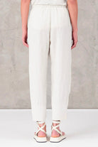 Linen Elastic Waist Trousers - White by Transit Par-Such — view 3