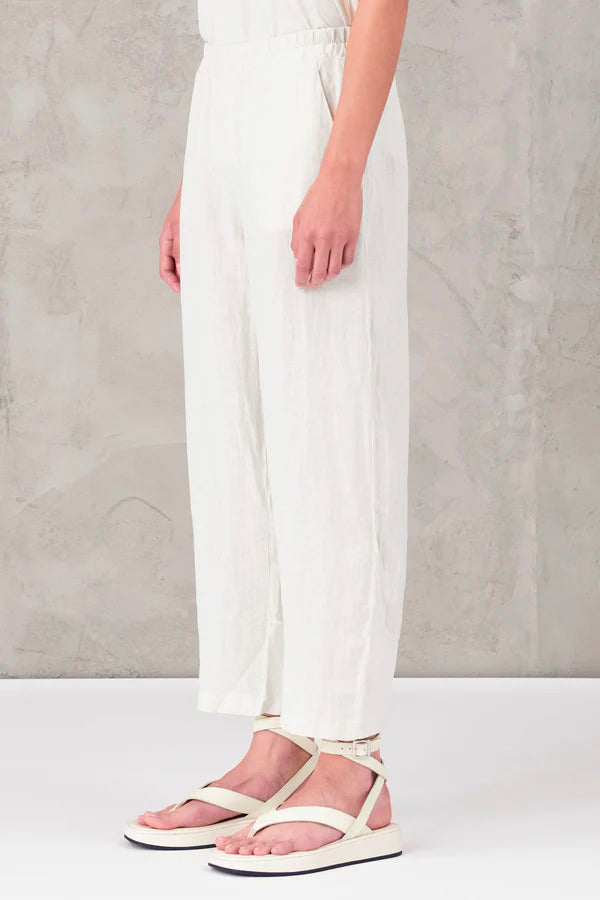 Linen Elastic Waist Trousers - White by Transit Par-Such — view 4