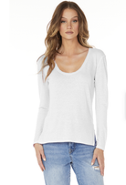 Long Sleeve Raw Neck Tee - White by Bobi | 25 South Boutiques