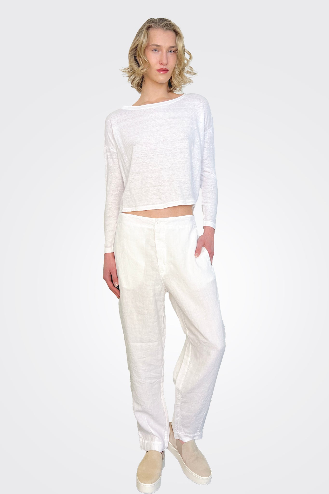 Linen Pocket Pants - White by Transit Par-Such | 25 South Boutiques