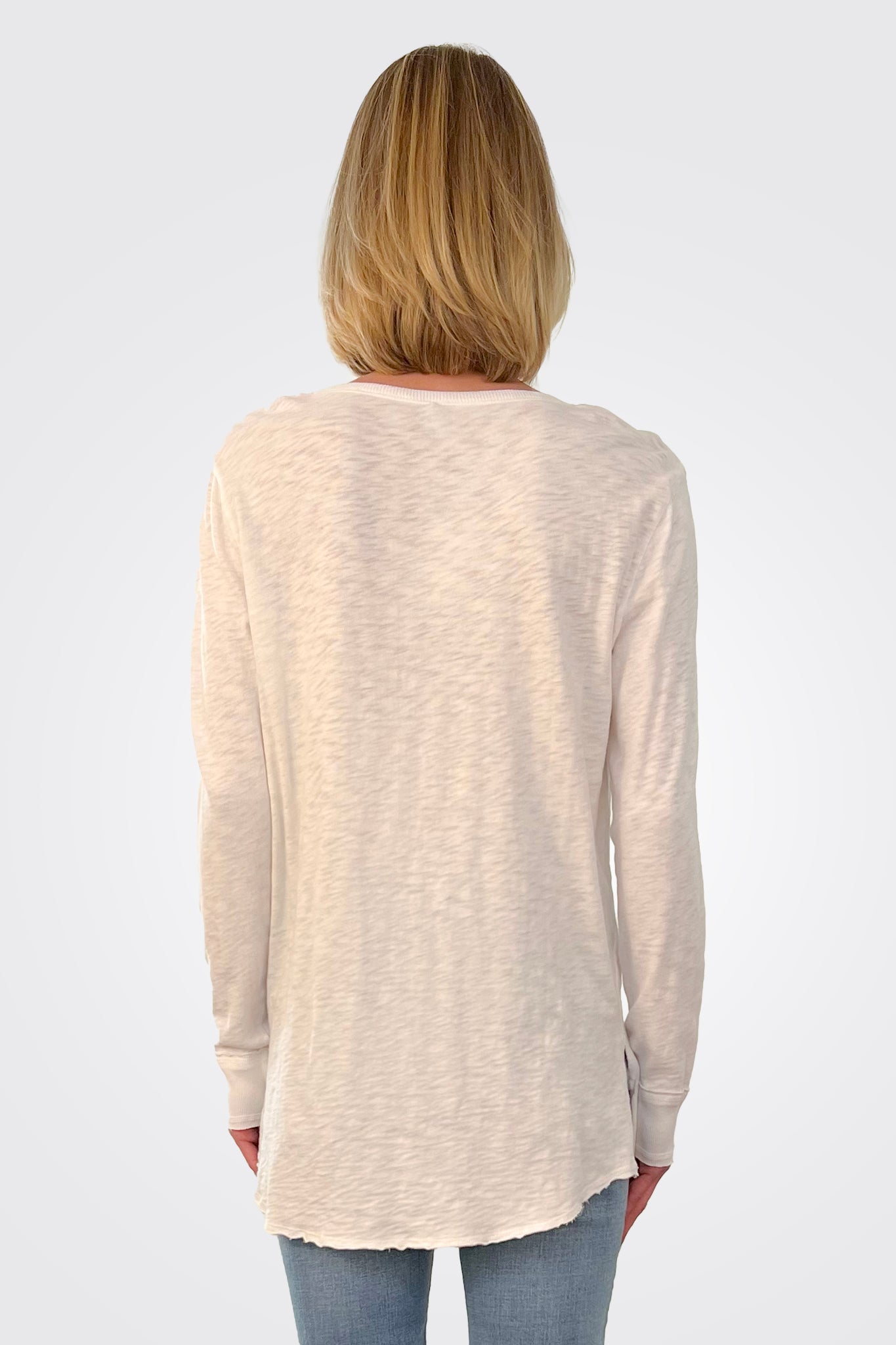 Long Sleeve Pocket Tee - White by HelloNite — alternate view