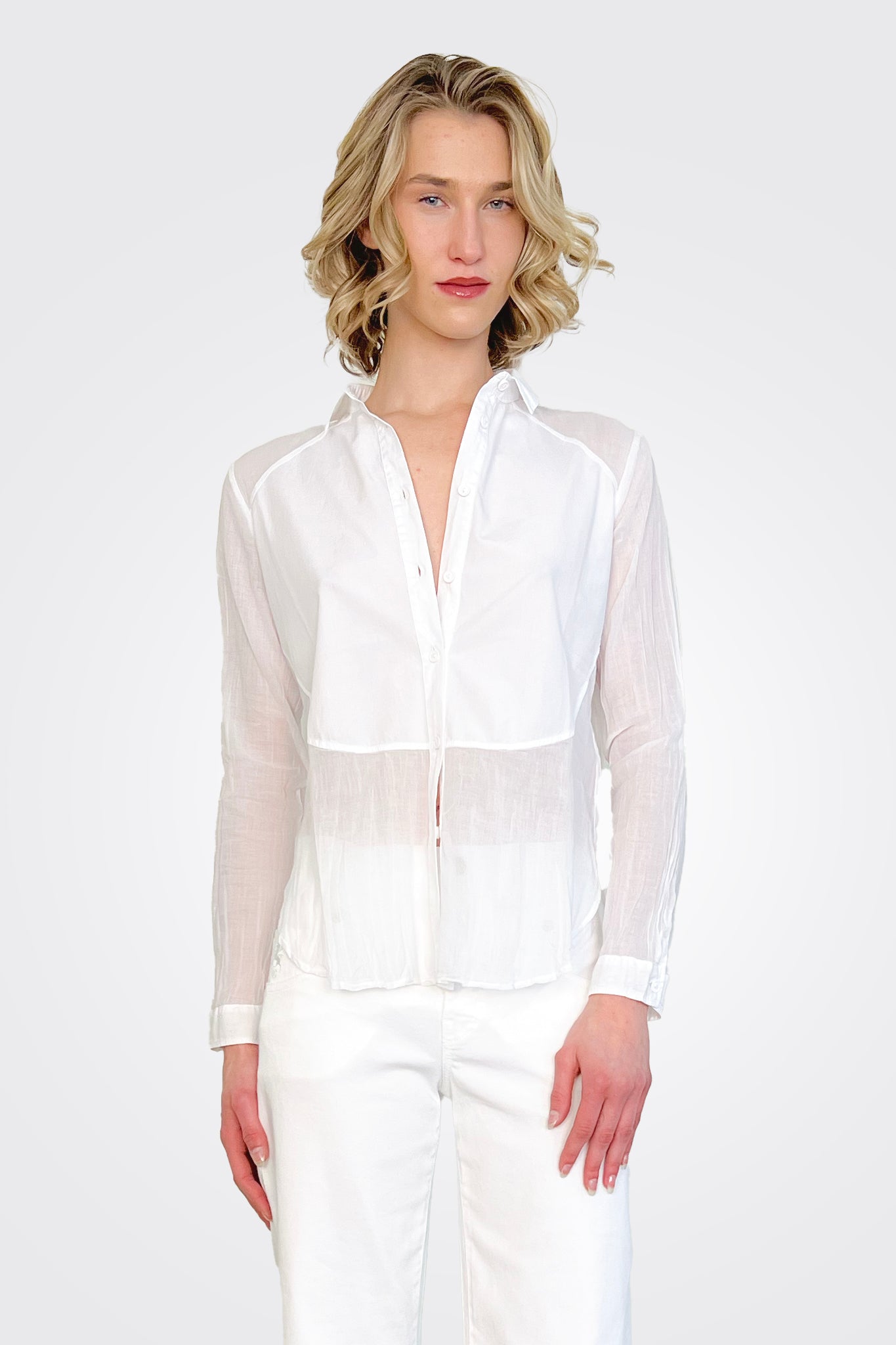 Body Button Down Shirt - White by European Culture — alternate view