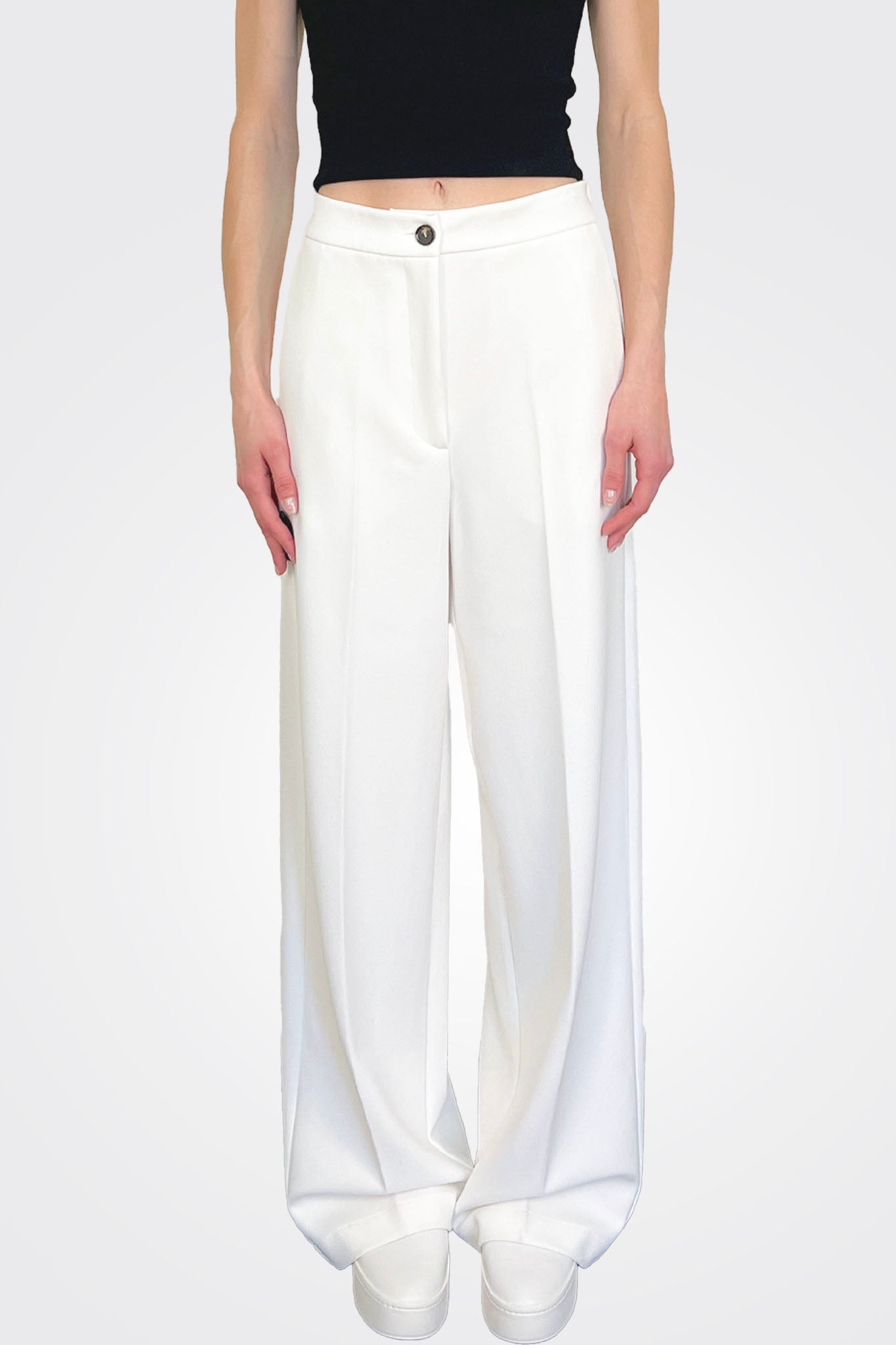 Straight Leg Trousers - White by Liviana Conti — alternate view