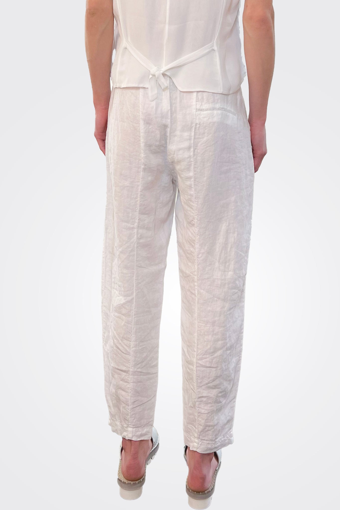 Comfort Fit Linen Trousers - White by Transit Par-Such — view 4