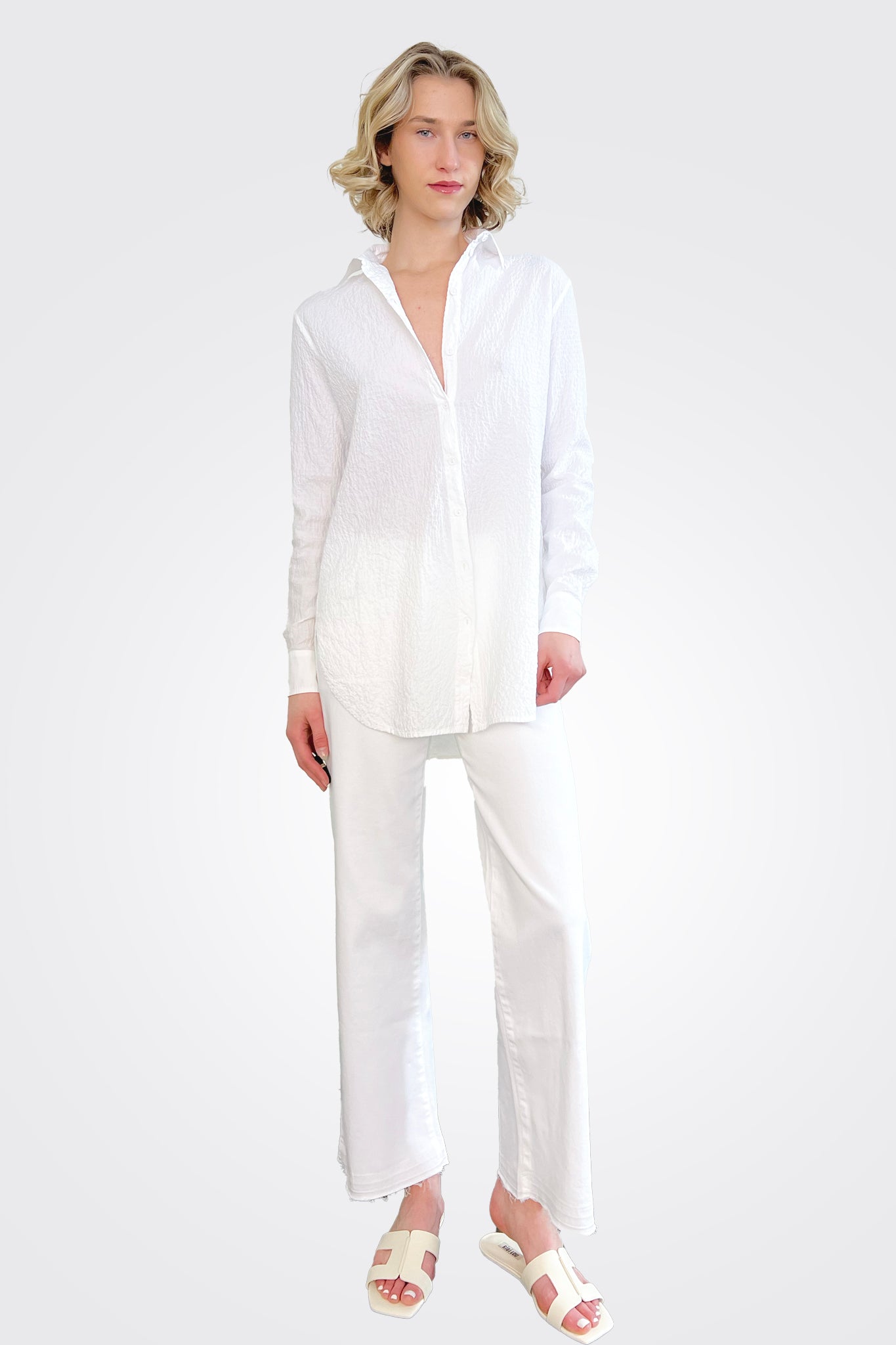 Raw Hem Pants - White by European Culture | 25 South Boutiques