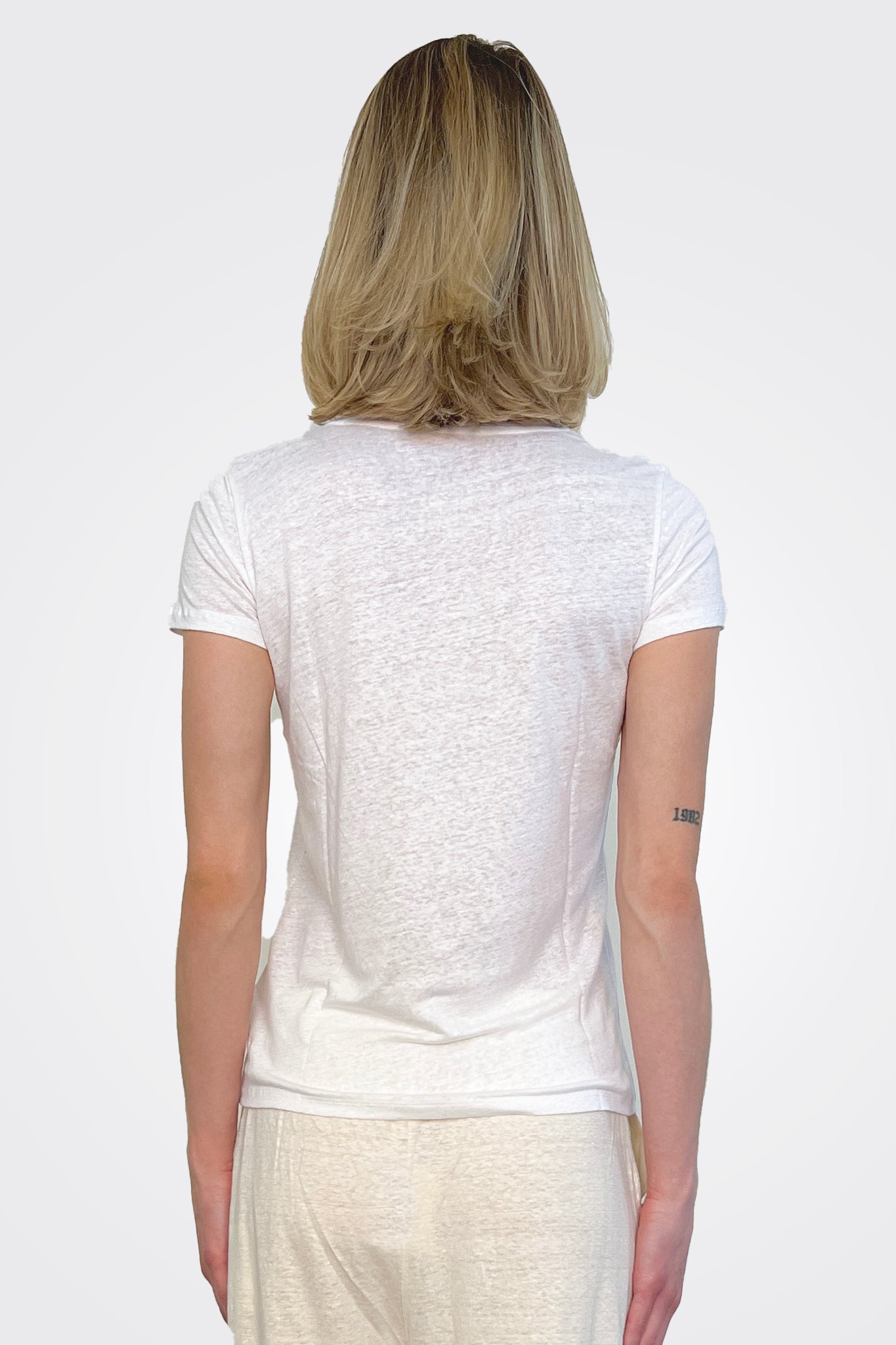 V Neck Tee - White by Majestic — alternate view