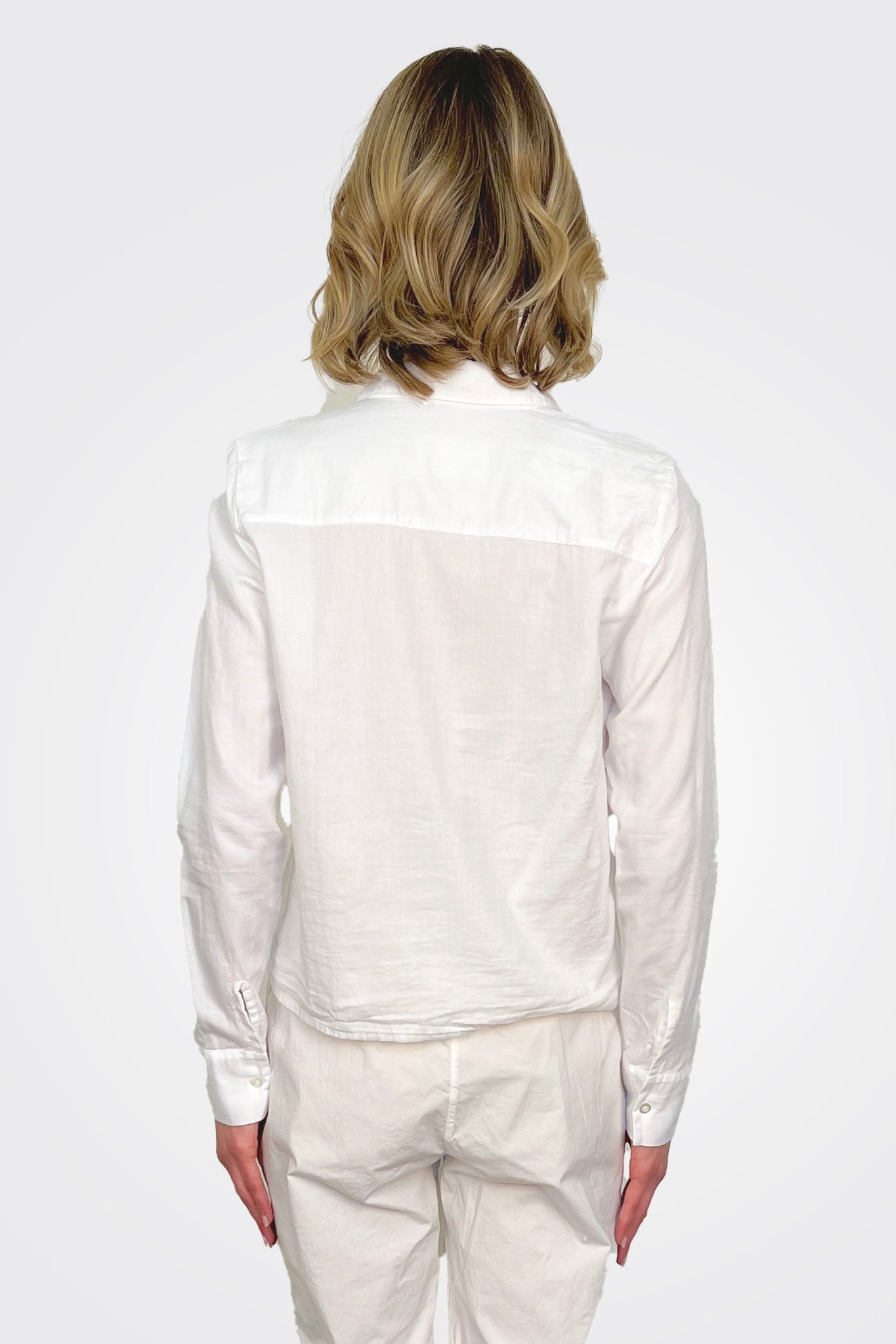 Cropped Cotton Button Down - White by Private 0204 — alternate view
