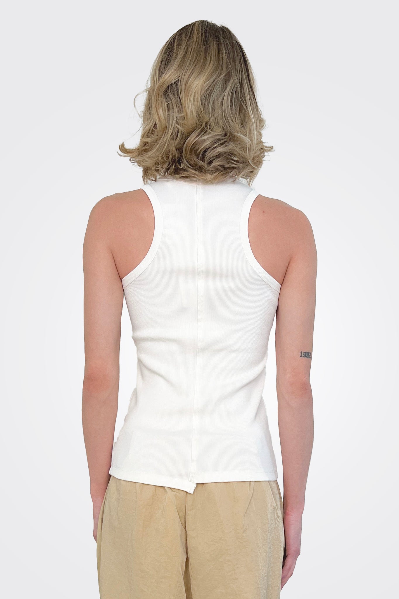 Hellin Jersey Rib Tank - Ecru by Rabens Saloner — view 3