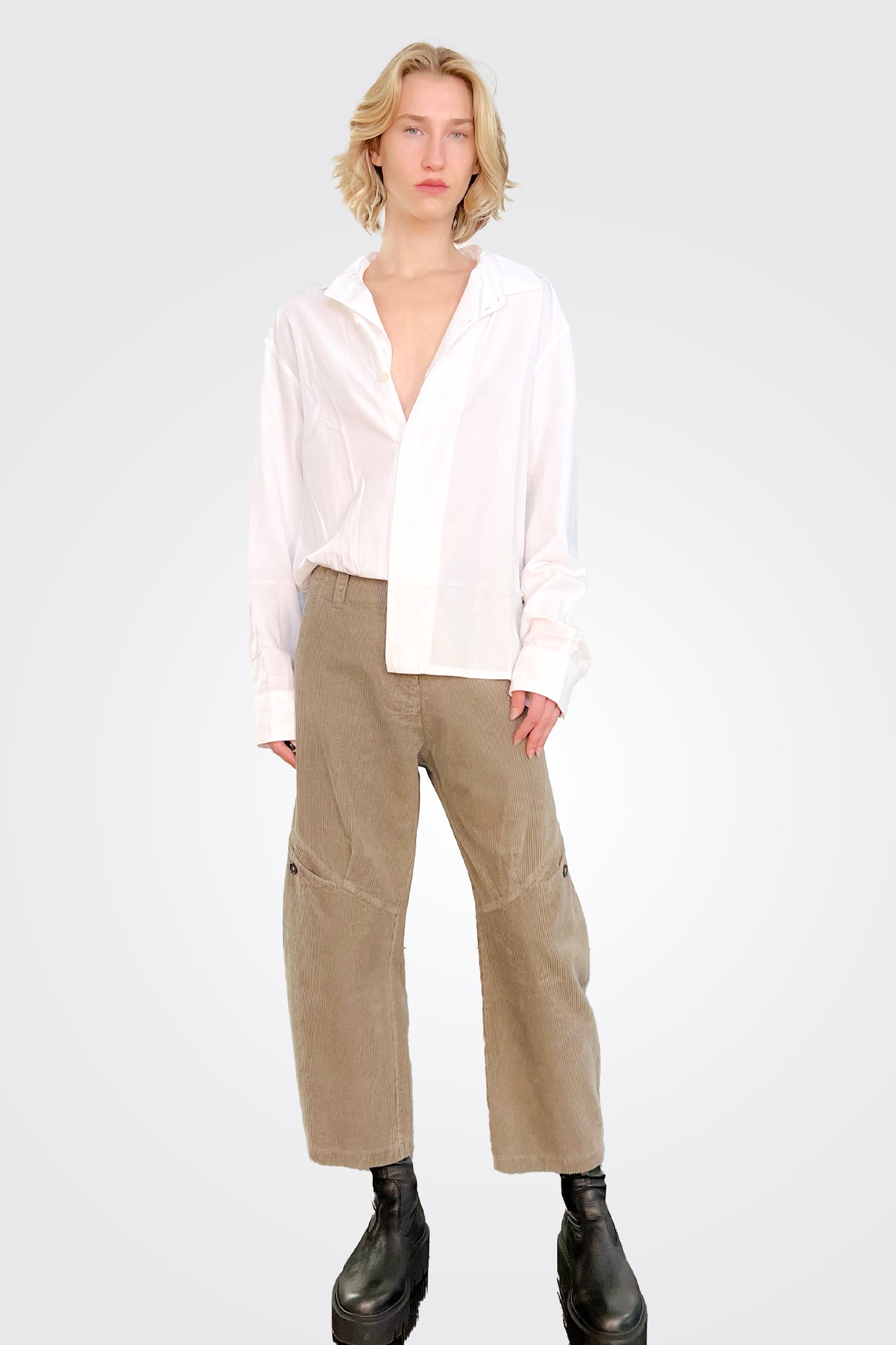 Asymmetrical Button Down Shirt - White by Lurdes Bergada — alternate view