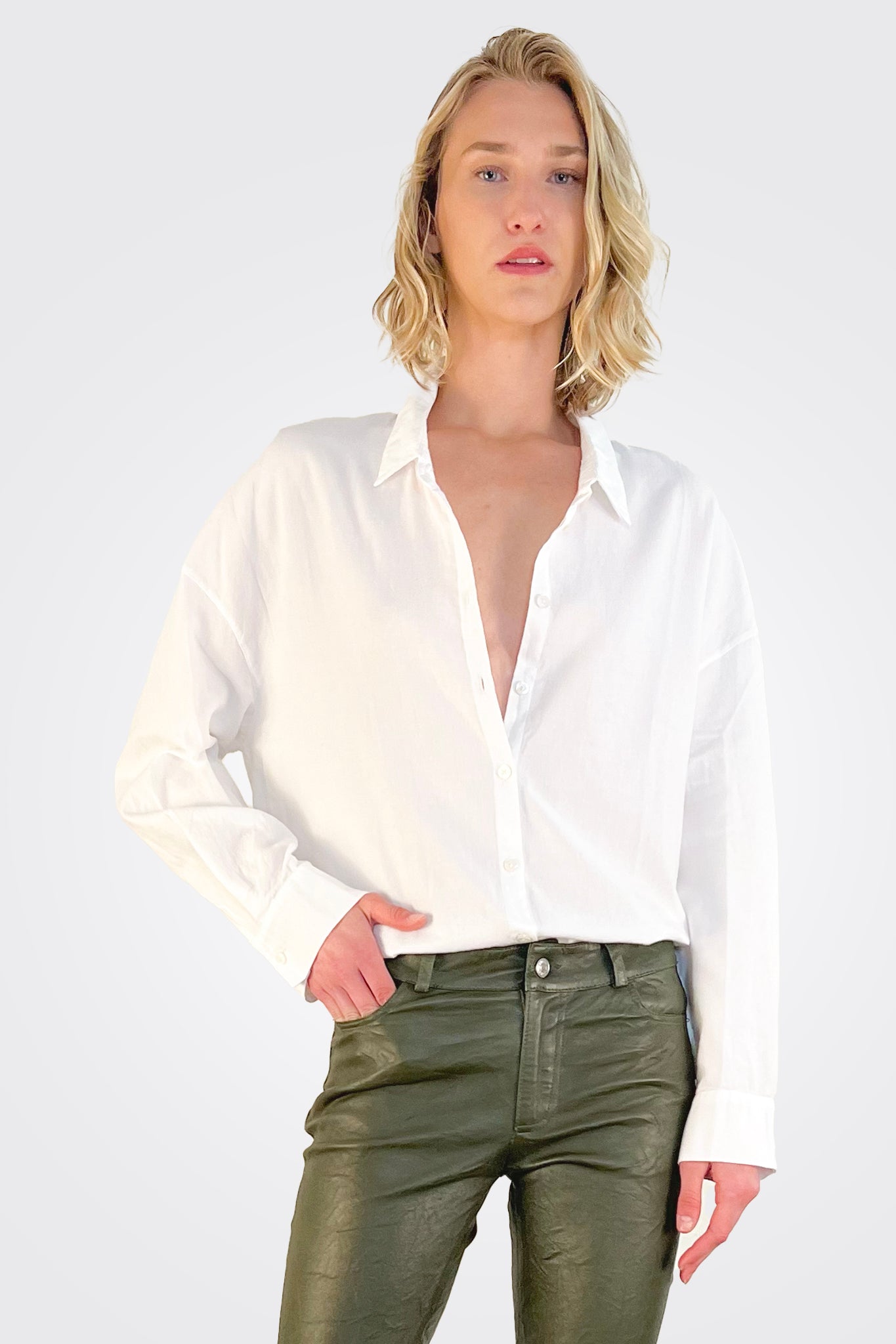 Cotton Button Down Shirt - White by Private 0204 | 25 South Boutiques