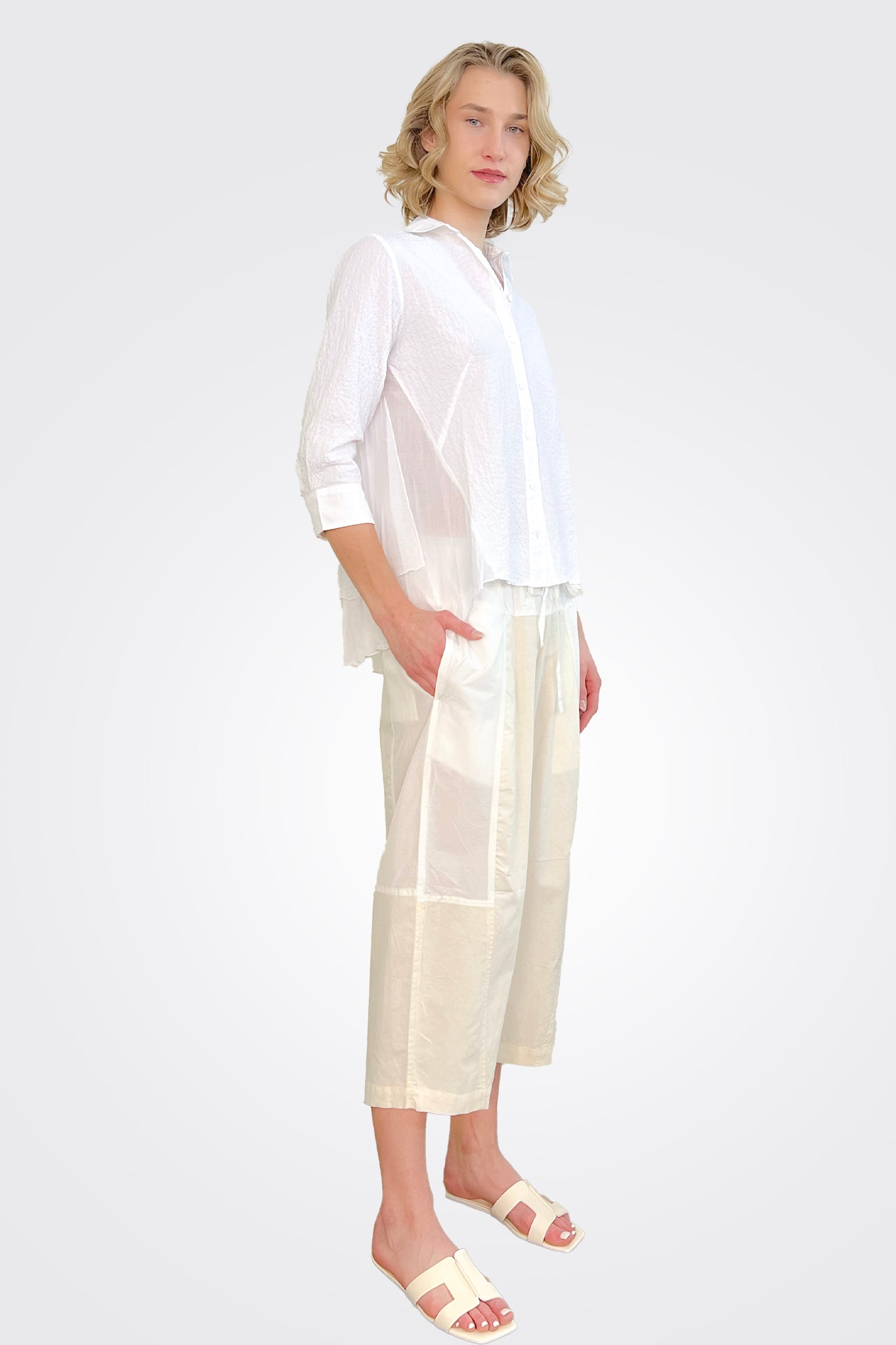Long Sleeve Hi Lo Shirt - White by European Culture — view 4