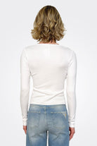 Rib Long Sleeve Snap Front Cardigan - White by Stateside — view 3