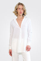 Long Sleeve Button Up Shirt - White by European Culture | 25 South Boutiques