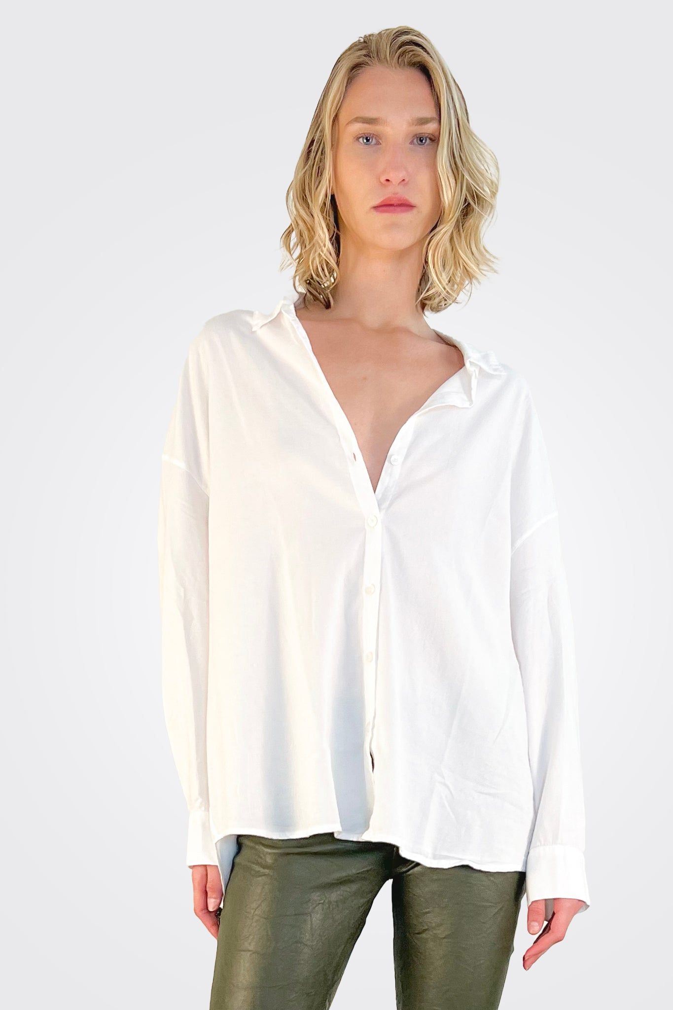 Cotton Button Down Shirt - White by Private 0204 — alternate view